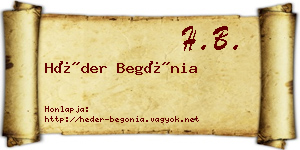 Héder Begónia névjegykártya